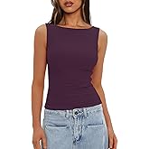 Darong Women's High Neck Tank Top Sleeveless Double Lined Basic Tops Going Out Casual Tank Shirts