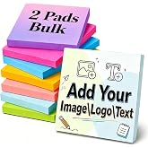 BEXOA EDC 2 Pads Bulk Personalized Sticky Notes | 3"x3", 50 Sheets/Pad, Custom Logo/Text/Image, for Office Supplies Business Students School Marketing