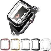 Compatible with Apple Watch Case 38mm40mm 42mm 44mm,5 Pack Soft TPU Ultra-Slim Lightweight Bumper Scratch Resistant…