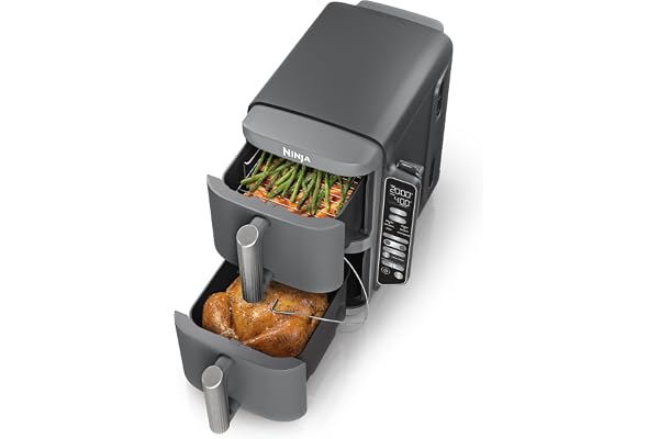 Ninja DoubleStack XL Smart Air Fryer, 10 Qt/9.5L, 6-in-1, Grey, SL451C | Air fry, broil, roast, bake, reheat, dehydrate, Smar