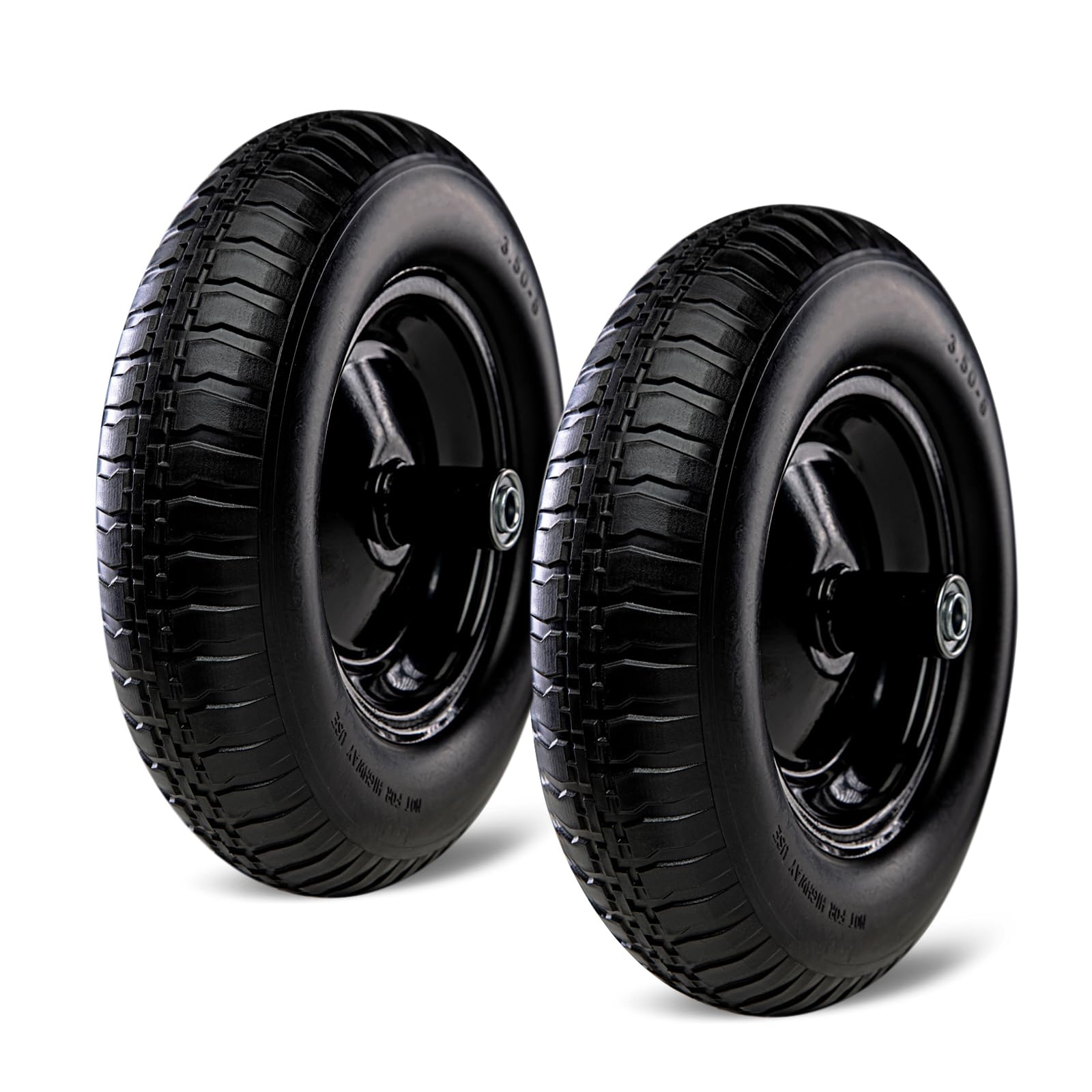 Photo 1 of Taifa 14 Inch 2 PCS Solid Flat Free Replacement Tires and Wheels 3.50-8 with 5/8'' Bearing, Air Less Wheel for Wheelbarrow/Wagon/Hand Truck/Trolley/Garden Scooter etc.