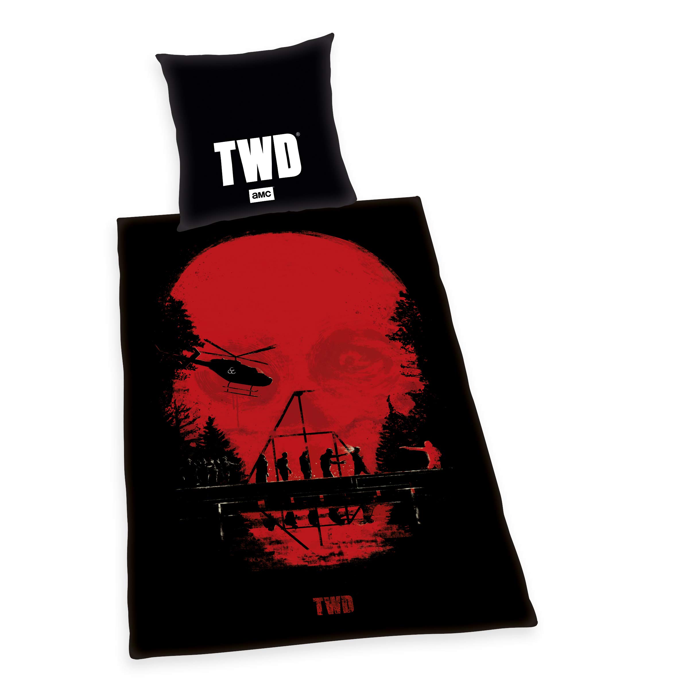 Herding Bedding Set, Cotton, Black/red, 80 x 80 cm, 135 x 200 cm