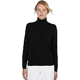 JENNIE LIU Women's 100% Pure Cashmere Long Sleeve Pullover Turtleneck Sweater