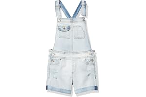 Lucky Brand Girls' Stretch Denim Shortalls, Short Jean Overalls with Adjustable Straps & Pockets