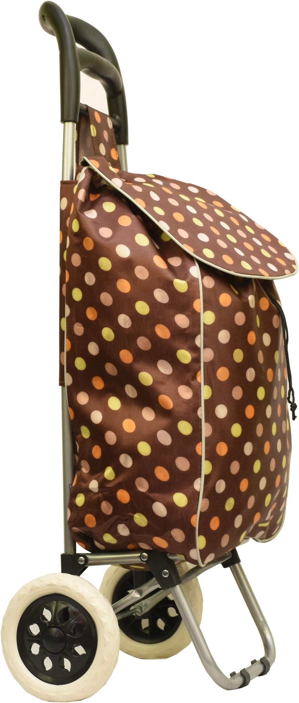 OHELIGO Lightweight Steel Body Stairs Climbing Shopping Trolley Foldable Bag with 2 Wheels Chocolate Brown