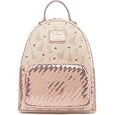 Loungefly Disney Ultimate Princesses All Over Print Sequin Womens Double Strap Shoulder Bag Purse