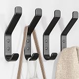 susswiff Wall Hooks for Hanging Coat 10KG Metal Screw in Black 10cm