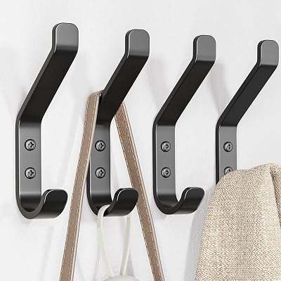 susswiff Wall Hooks for Hanging Coat 10KG Metal Screw in Black 10cm