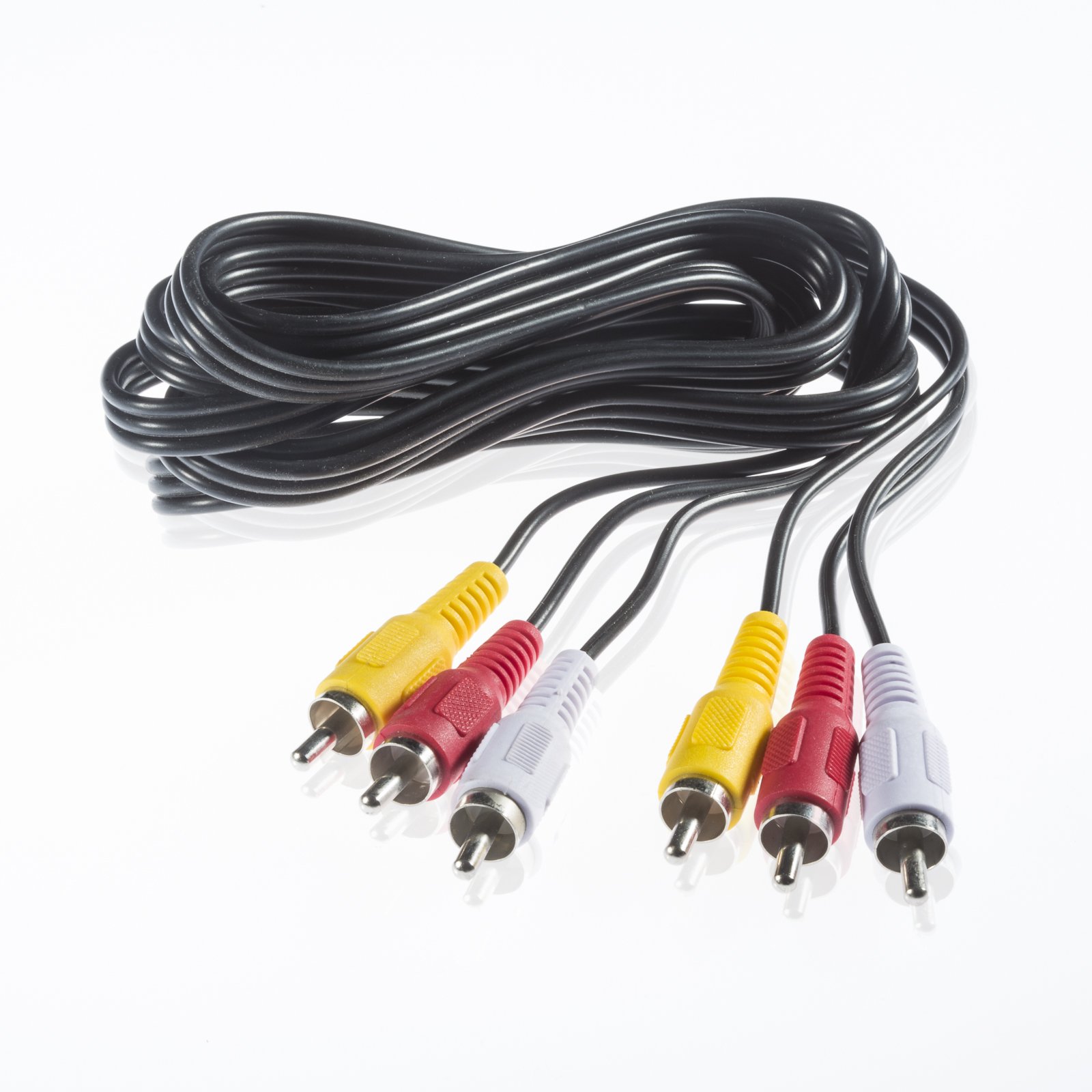 POPPSTAR Audio/Video Cable 3x Cinch on 3x Cinch Connector/RCA jack AV/TV Camcorder Digital Camera VHS Reorder 1.8m Black
