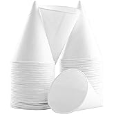 Avant Grub Eco-Friendly Wax-Free White Rolled Rim Paper Cone Drinking Cup 250Pk for Shaved Ice, Office Water Coolers, Sports 