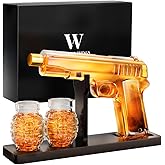 Gifts for Men Dad, Whiskey Decanter Set with 2 Glasses, Ideas for Father, Husband, Boyfriend, Brother, Military Enthusiasts, Birthday, Anniversary, Valentine's Day, Drinking Accessories for Home Bar