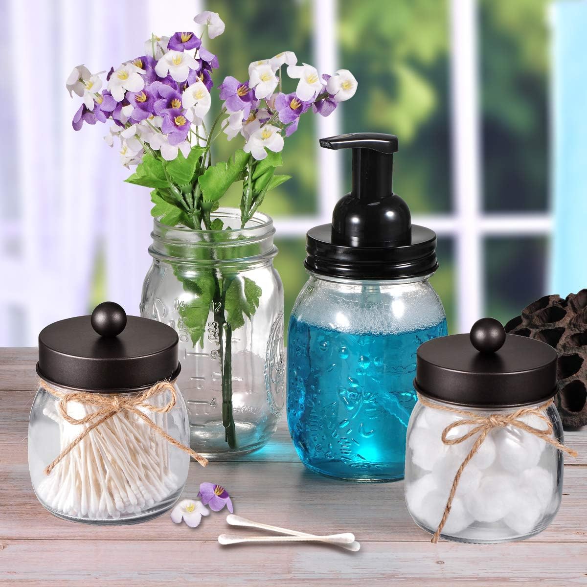Mason Jar Bathroom Apothecary Jars Rustproof Stainless Steel Lid