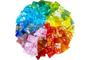 LITMIND 2.2LB Mottled Opal Stained Glass Scraps – Rainbow Mix Irregular Mosaic Pieces for DIY Crafts & Art Projects