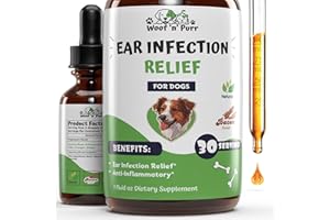 Woof 'n' Purr Dog Ear Infection Treatment - Dog Ear Infection - Ear Infection Treatment for Dogs - Dog Ear Infection Treatment Antibiotic - Dogs Ear Infection Treatment - 1 fl oz - Bacon Flavor