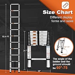 Soctone Telescoping Ladder, 10.5 FT Button