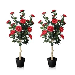 3FT Artificial Camellia Tree, 2 Pack Fake Camellia
