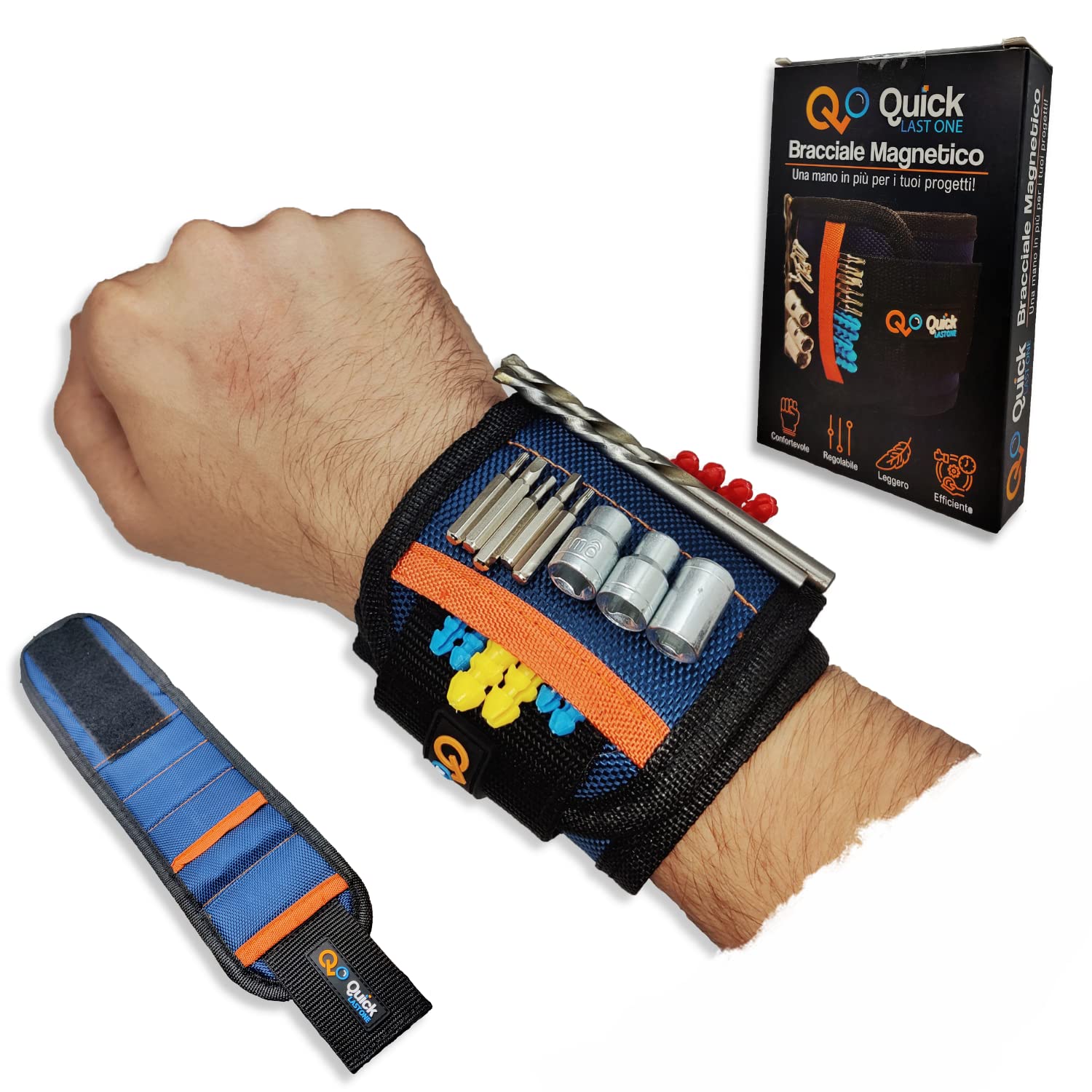 Quick Last One - Magnetic bracelet for DIY. Keep screws, nails, tools, drill bits, etc... Great gift for hobbies, warehouses and workshops. One size fits all.