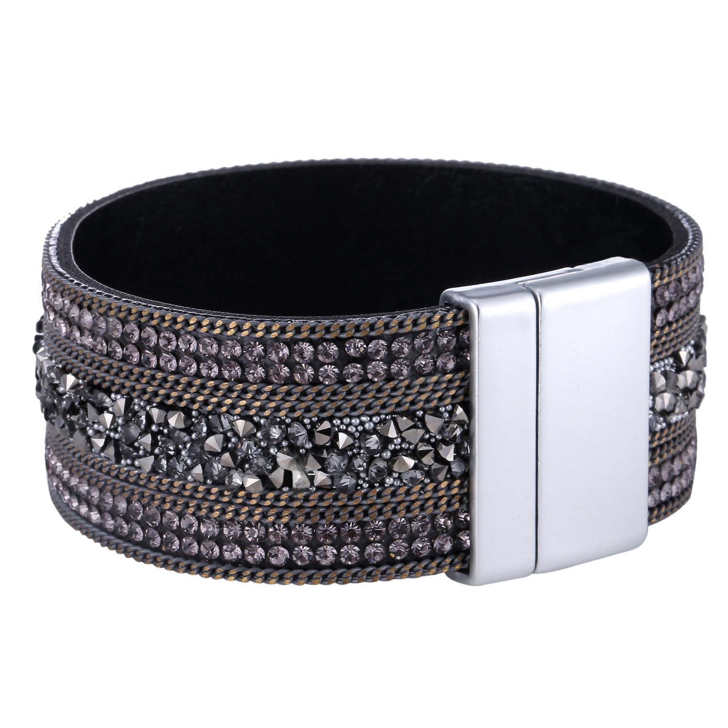 Morella Women’s Bracelet Glitter Bracelet with Zirconia Stones and Magnetic Clasp – Gray