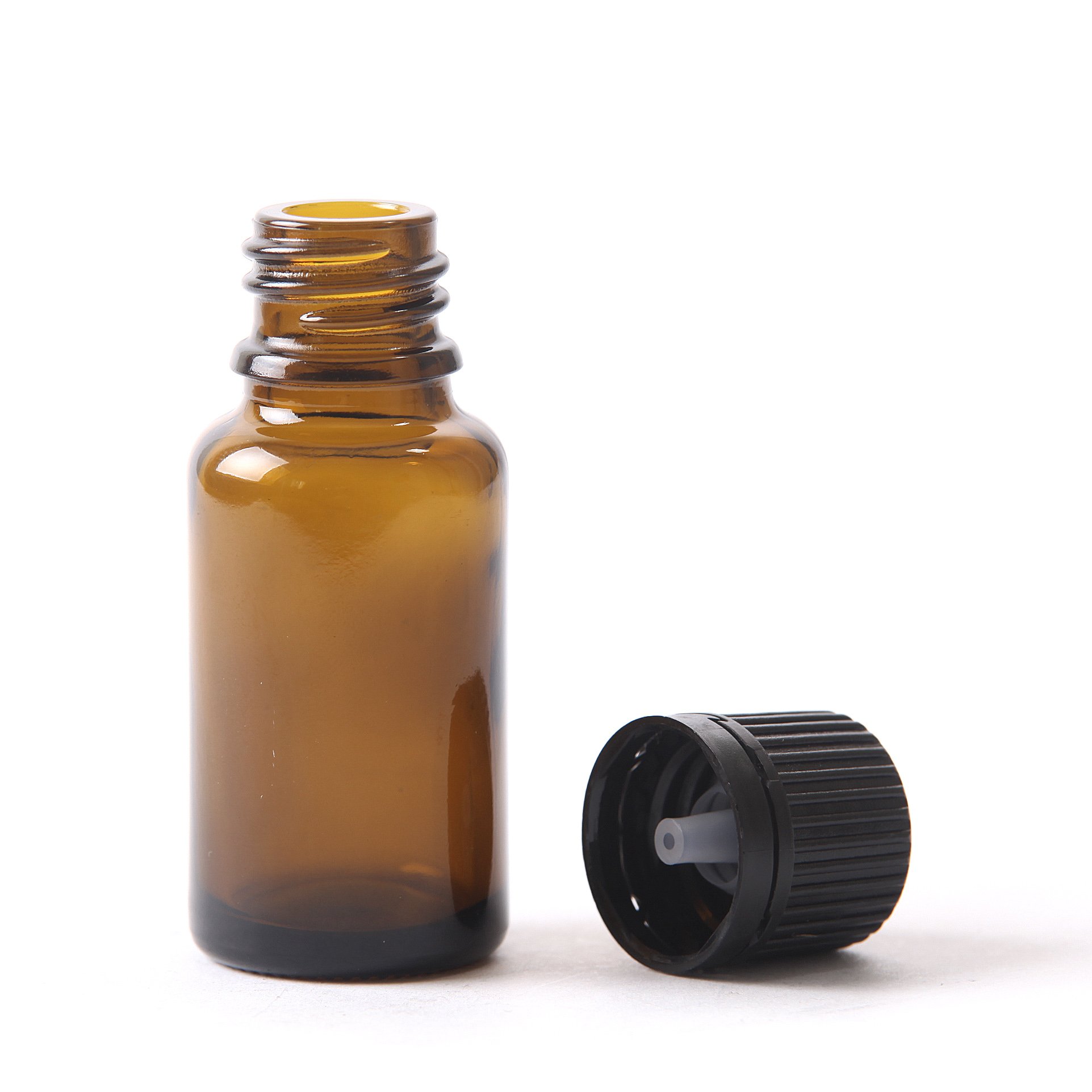 15ml Amber Glass Boston Round Bottle (with Black Tamper Evident Cap & Dropper) (10)