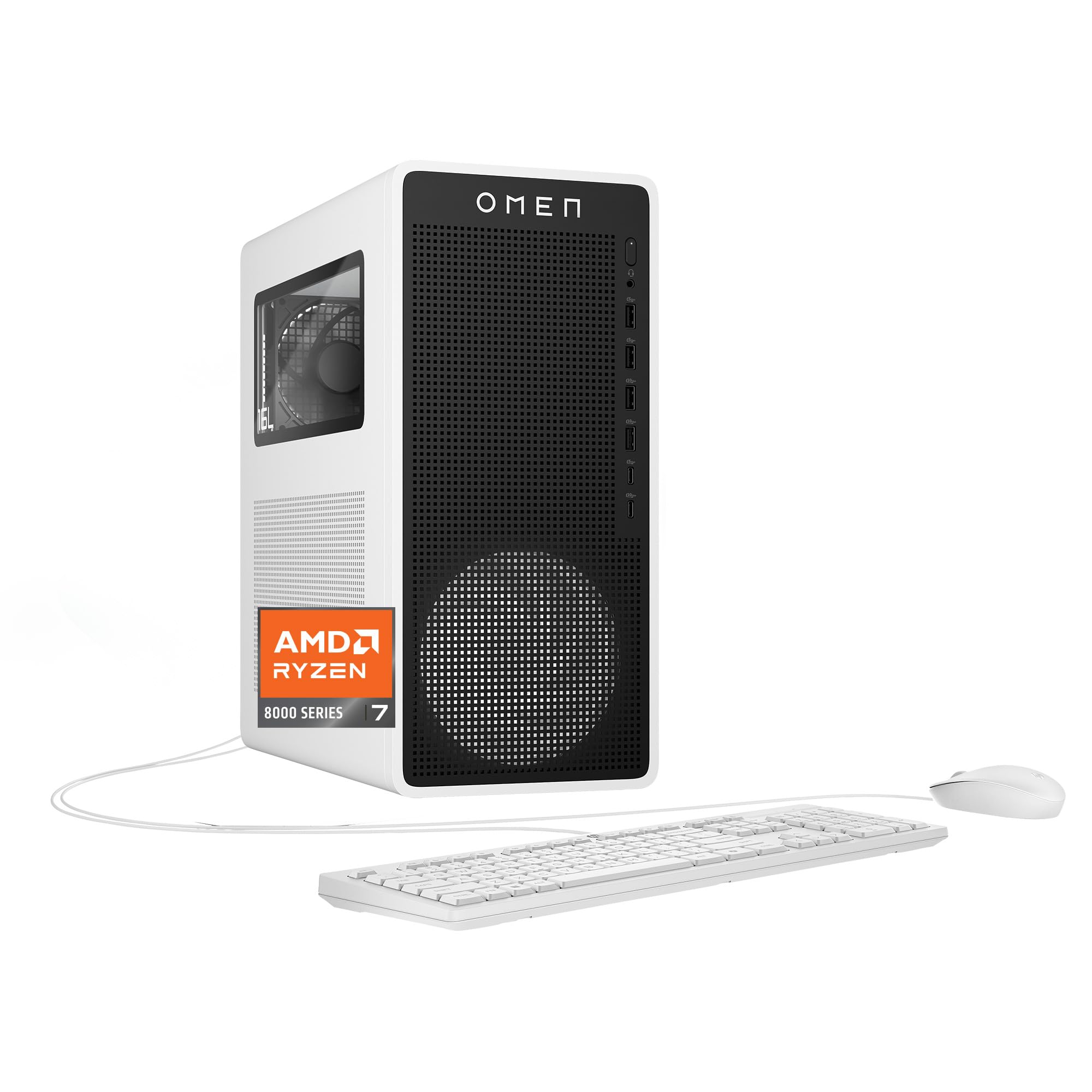 HP OMEN 16L Gaming Desktop PC, AMD Ryzen 7 8700G, 32 GB RAM, 1 TB SSD, NVIDIA GeForce RTX 5060 Ti, Windows 11 Home, Microsoft Copilot, Panda Metal, TG03-0030 (2025)