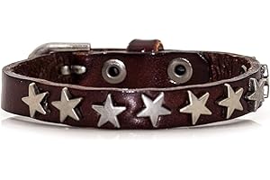 Mgutillart Punk Vintage Alloy Belt Buckle Bracelet Star Leather Cuff Bracelet