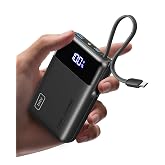 INIU 20000mAh Portable Charger, Smaller 45W Fast Charging Travel Power Bank | Flight-Safe, Built in USB-C Cable, Travel Essential, Battery Phone Pack for iPhone 18 17 16 Pro, Samsung S26, iPad etc, Black