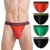 BAMBOO COOL Men's Bikini Underwear Contour Pouch Breathable Soft Mens String Bikini Briefs Tagless Mens Sexy Underwear 4 Pack