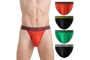 BAMBOO COOL Men's Bikini Underwear Contour Pouch Breathable Soft Mens String Bikini Briefs Tagless Mens Sexy Underwear 4 Pack