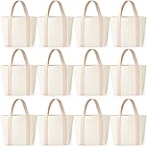Aliceset 12 Pack Mini Canvas Tote Bags 9.8 x 8.3 x 4.3 Inch Reusable Mini Gift Bags Tote Bag for DIY