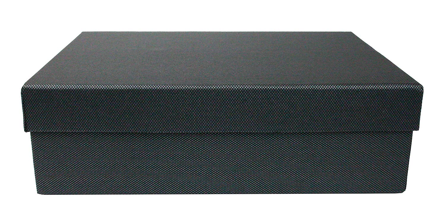 Emartbuy Textured Black Rigid Gift Box – 24.5 x 17 x 6.5 cm – Luxury Cardboard Presentation Box | Premium Packaging for Hampers, Birthdays, Weddings, Corporate Gifting