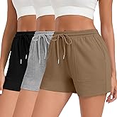 Locoowai 3 Pack Women's Sweat Shorts Lounge Casual with Pockets Drawstring Gym Athletic Shorts High Waist Summer Clothes