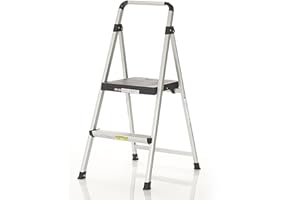 COSCO 2 Step Lite Solutions Folding Step Stool, Aluminum/Black