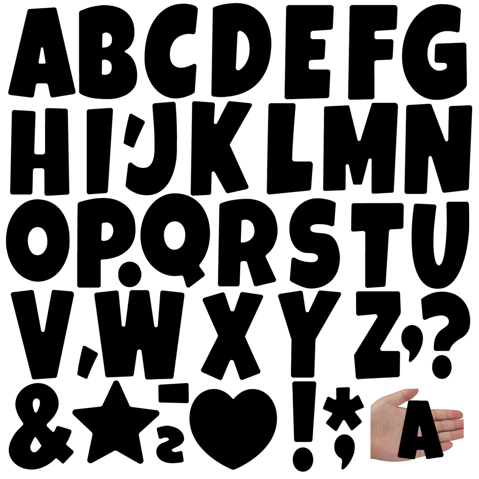 Photo 1 of Bulletin Board Letters 117 PCS Large Letter Stickers 12 Sheets Vinyl Self Adhesive Alphabet Sticker Set Poster Board Letters for Display Classroom School Mailbox Home Wall Decor (4 Inch, Black)