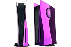 Faceplate for PS5 with Cooling Vents DOBEWINGDELOU Glossy Face Plate for PS5 Disc Edition Console Cover Replacement Side Plate Shell Dustproof Accessories ABS Case Electroplating Purple