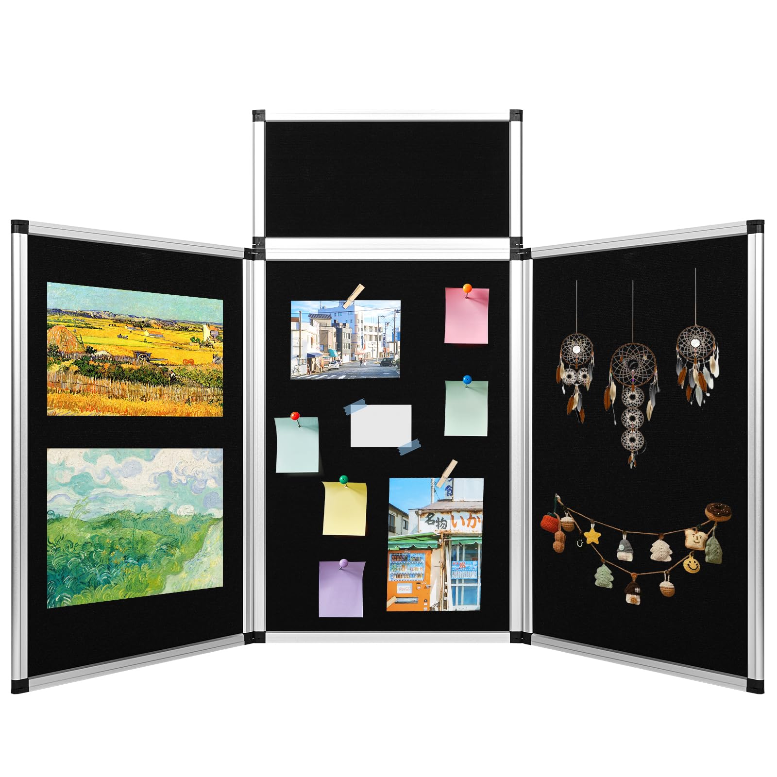 Photo 1 of jxgzyy Trade Show Presentation Board 3+1 Panel Trifold Poster Board with Storage Bag Single Sided Art Display Panels Tabletop Folding Panel Display for School Workshop