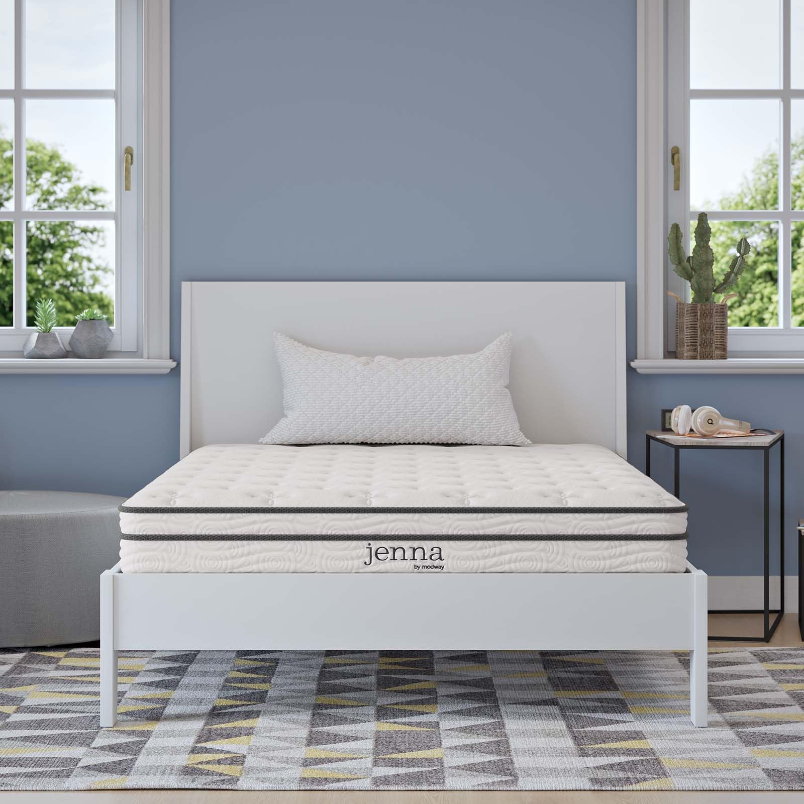 Photo 1 of Modway MOD-7094-WHI Jenna 6" Innerspring Pillow Top Full Mattress, White