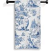 Ghoaoivo Samoyed Kitchen Dish Towels,Blue and White Floral Dog Towel Dish Tea Towels, Chinoiserie Decor for Kitchen Bathroom,Samoyed Gifts for Dog Lover Mom Dad,16x24 Inch