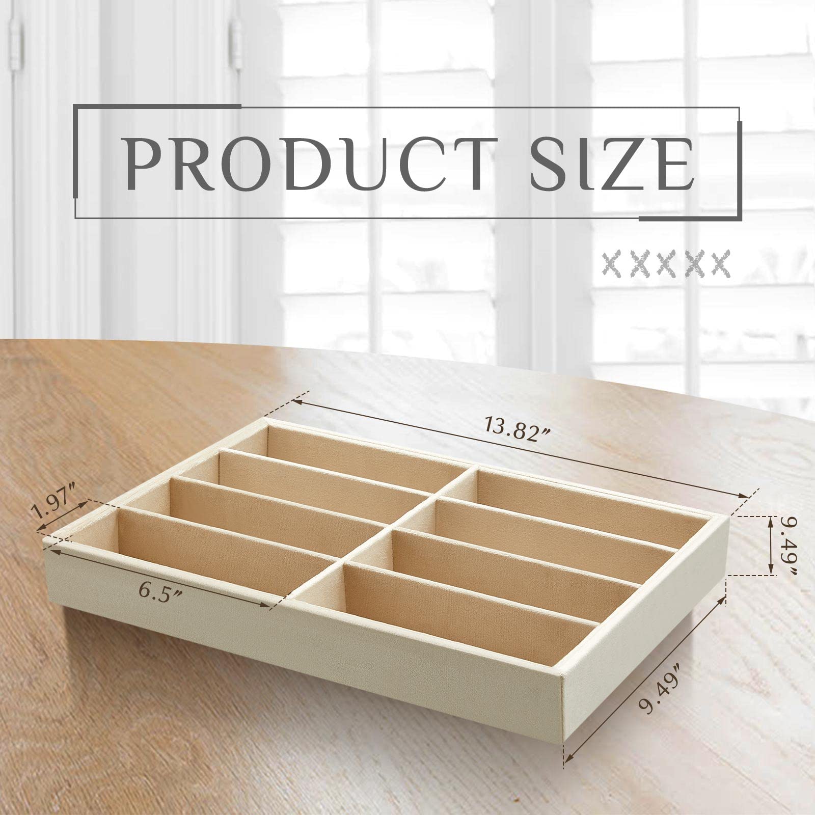 Amylove 2 Pcs Sunglass Organizer Trays Glasses Stackable Jewelry Trays Sunglass Organizer Display Box(8 Grids,Beige)