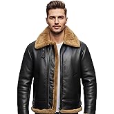 Men's RAF B3 Aviator Sheepskin Leather Jacket with Fur Collar & Adjustable Waist Belt – Mens Bomber Jacket