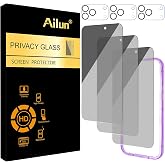 Ailun Privacy Screen Protector+Camera Lens Protector for iPhone 17 Pro Max | 3+3 Pack, 6.9 inch, Tempered Glass, Installation Frame, Dynamic Island Compatible, Anti Spy