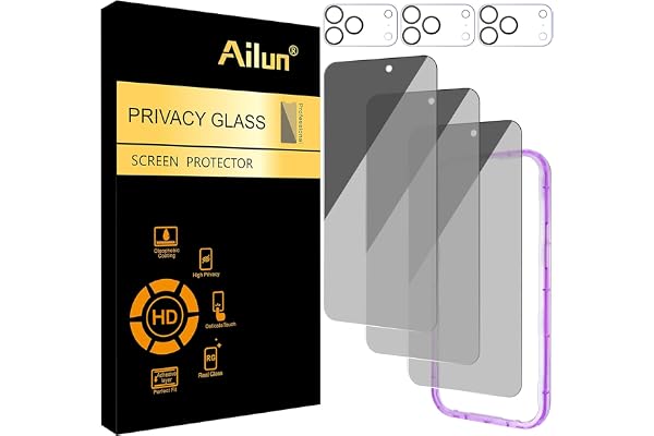 Ailun 3 Pack Privacy Screen Protector for iPhone 17 Pro Max [6.9 inch]+ 3 Pack Camera Lens Protector with Installation Frame,