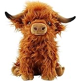 BMZRJM Stuffed Animals Highland Cows Stuff Fluffy Cattle Dolls Skeleton Toys Figure Pillows Valentina Birthday Gifts for Baby Kids Girls Boys Toddler Preschool Realistic Plush Décor (11 inches,Brown)