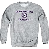 Northwestern University Official Circle Logo Unisex Adult Crewneck Sweatshirt,Athletic Heather, Medium