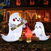 7FT Long Halloween Inflatable Ghosts Roasting Marshmallows Over the Campfire,Halloween Blow Ups Decorations, Holiday Yard Decoration for Outdoor Garden Yard Lawn Decor