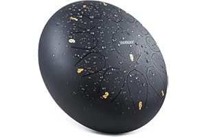 VixxNoxx Rain Drum for Outside Garden, 12 Inches 13 Notes Steel Tongue Drum Handpan Percussion Instrument for Yoga Meditation & Sound Therapy, Adult Gift with Bag, Mallets & Songbook (Black)
