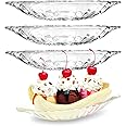 binsakao Glass Banana Split Dish Boat, Ice Cream Sundae Dish, Clear Dessert Dishes Set of 4, Stackable Dishwasher Safe Banana Split for Fruit, Yogurt, Salad, Snack 6 oz