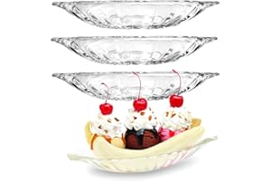 Banana Split Bowls Dishes, Glass Ice Cream Bowls Sundae Bowls, Dessert Dishes Fruit Plat Clear 4 Set 180ml