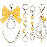 Sureio 5 Pcs Bag Extender Chain Pearl Purse Chain Ribbon Bow Keychain Extender Bag Strap Purse Charms Accessories for Handbag