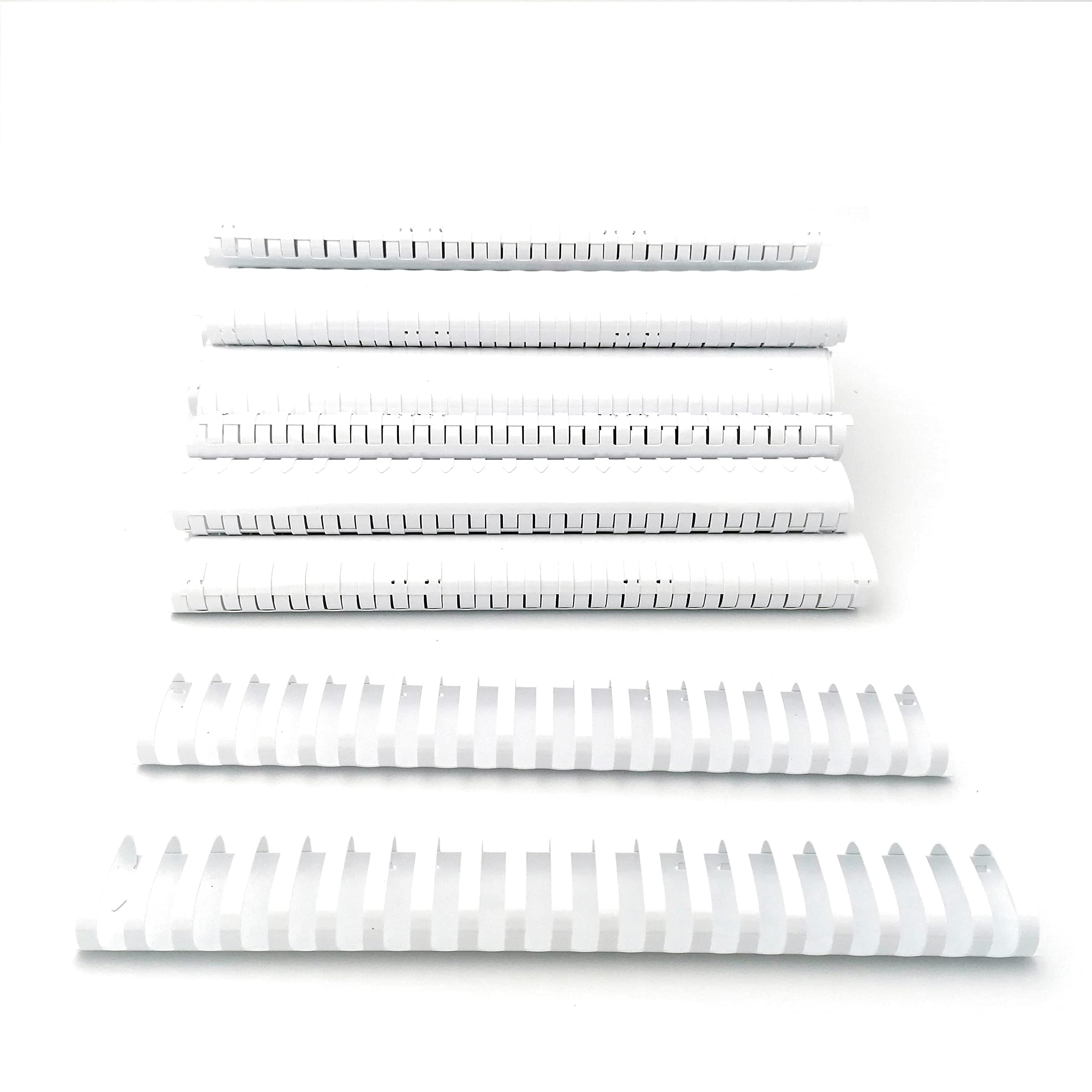 Alevar Plastic Spiral Binding Spines 21 Rings Diameter 38mm A4 Size Capacity 281 to 340 Sheets White Pack of 50