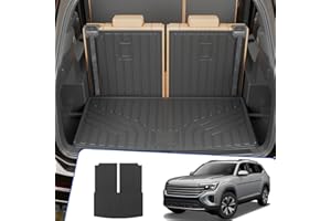 Rongtaod Cargo Mat Compatible with 2018-2025 2026 Volkswagen Atlas (NOT for Cross Sport) Trunk Mat Trunk Liner Cargo Liner Back Seat Cover 2024 VW Atlas Accessories (Trunk Mat with Backrest Mat)